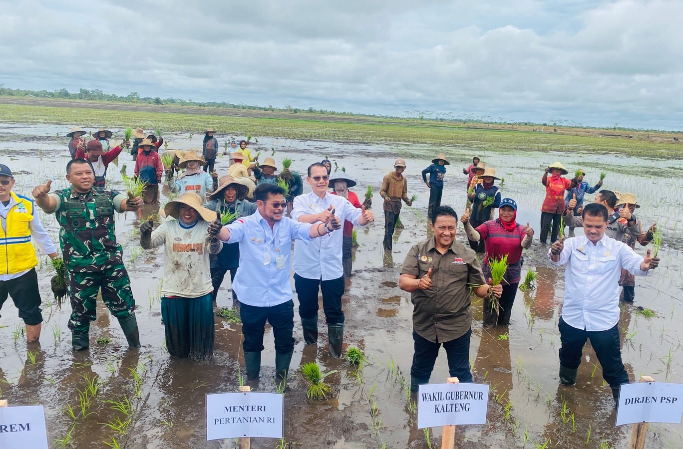 Mentan Didampingi Wagub Kalteng Tanam Padi di A5 Dadahup