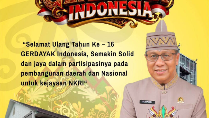 Ucapkan Selamat HUT ke-16 GERDAYAK Indonesia, Ketua DPRD Kota Palangka Raya Sampaikan Harapannya